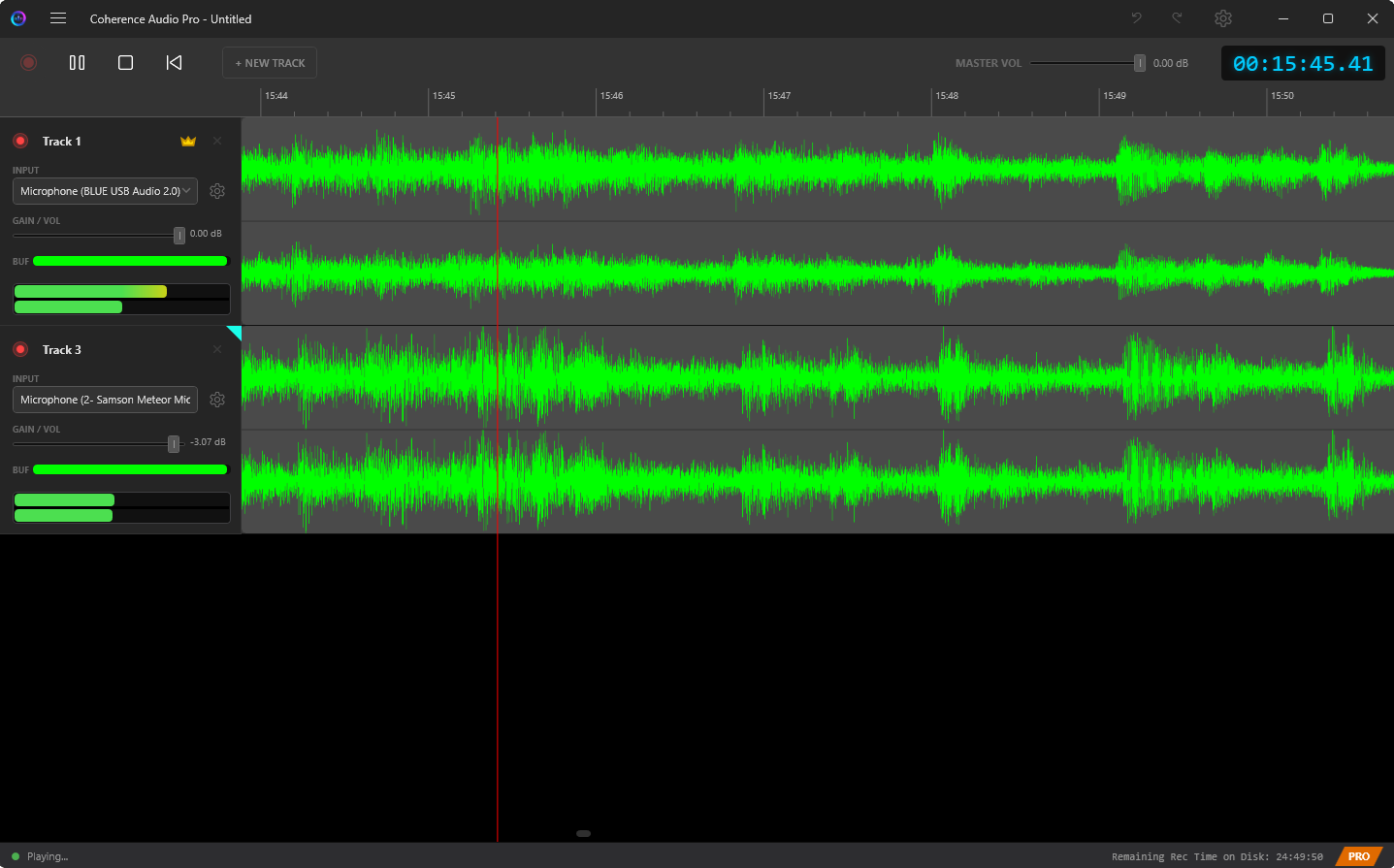 Coherence Audio — recording in progress